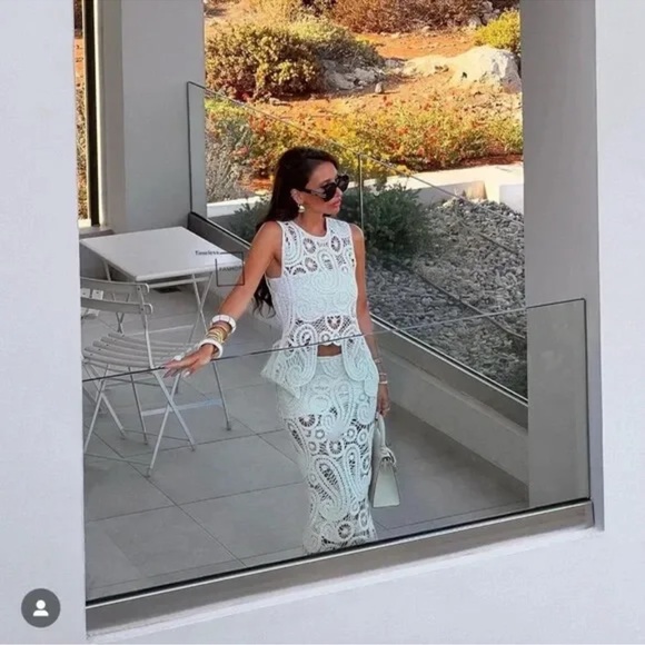 NEW ZARA COTTON ASYMMETRIC CROCHET STRAW SKIRT SZ S REF 2712/012 - Picture 15 of 16